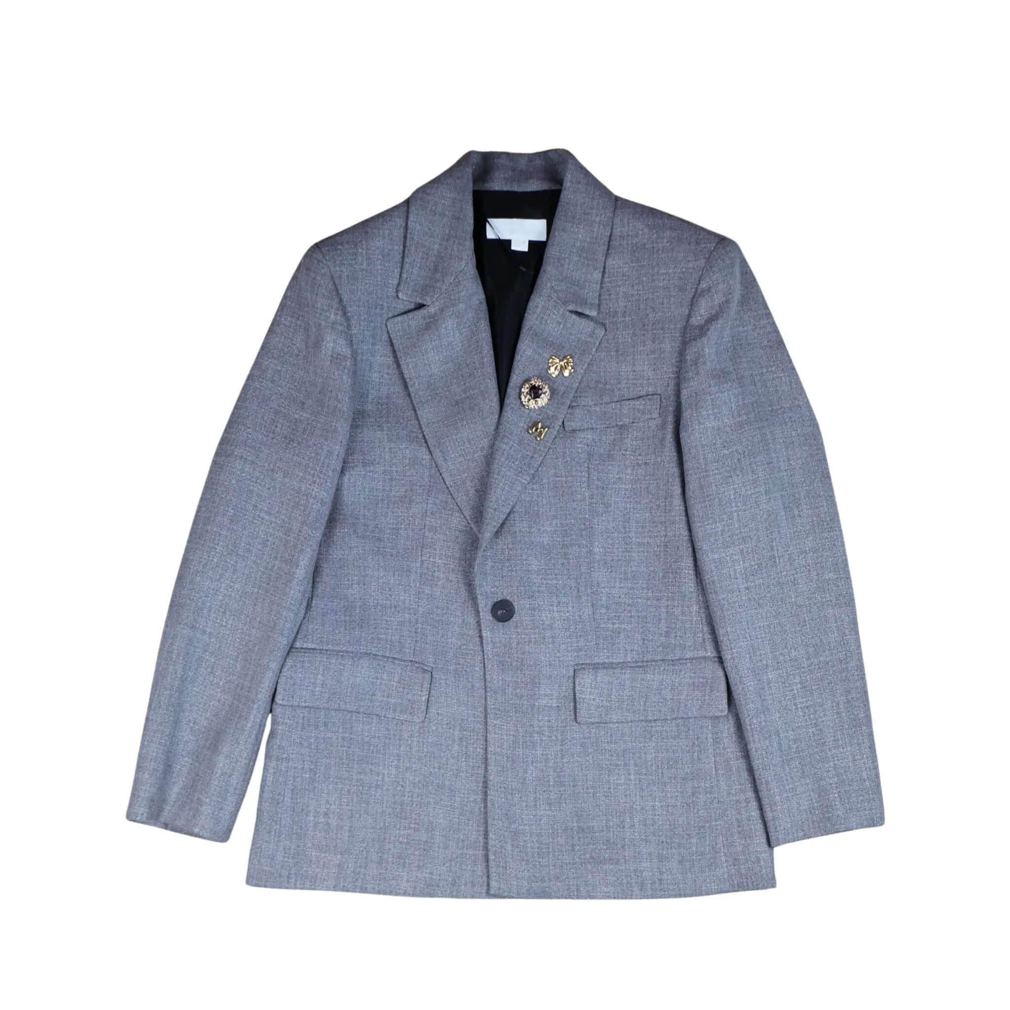 gray_blazer_with_textile_jewelry - Just the Jacket