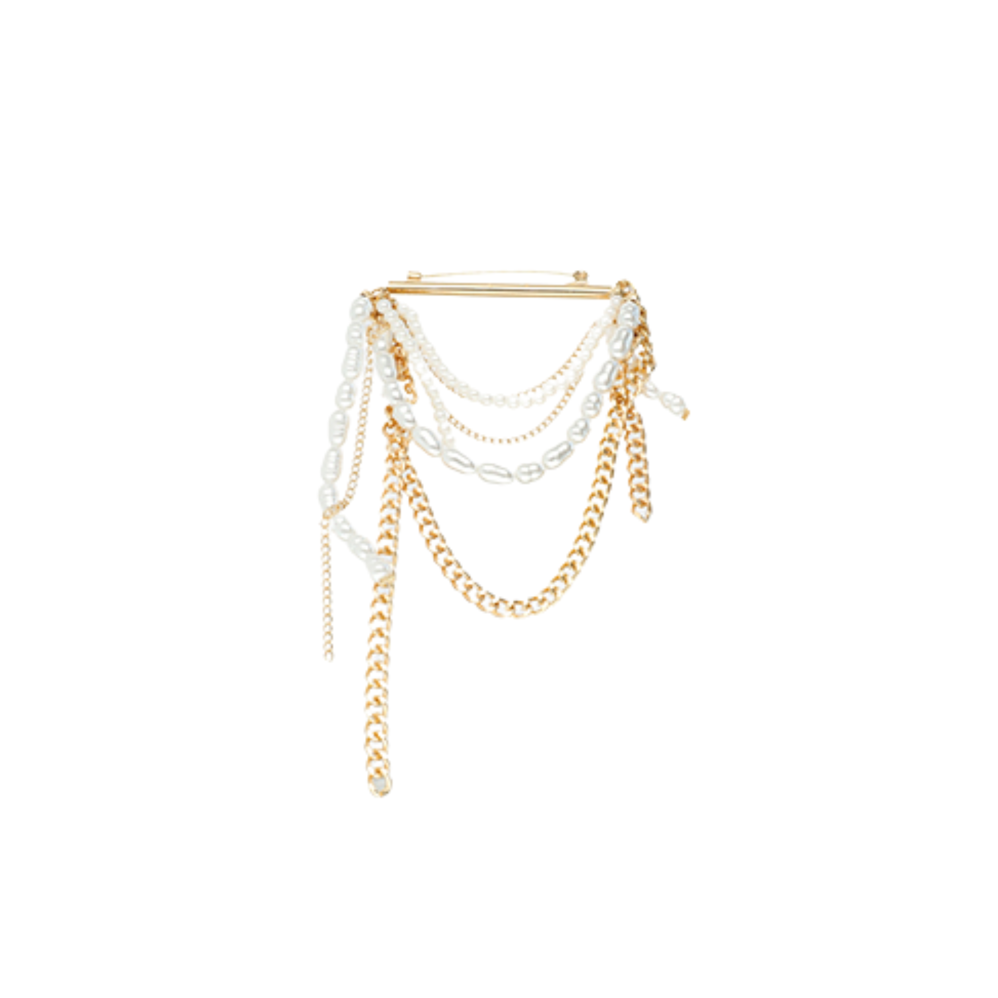 Broche speld met gouden ketting en parels