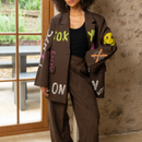 1000 oversized graffiti blazer dark brown 