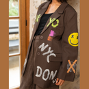 1000 oversized graffiti blazer dark brown 