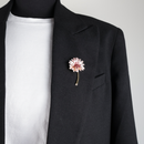 10027 pin brooch pin flower pink red on black blazer