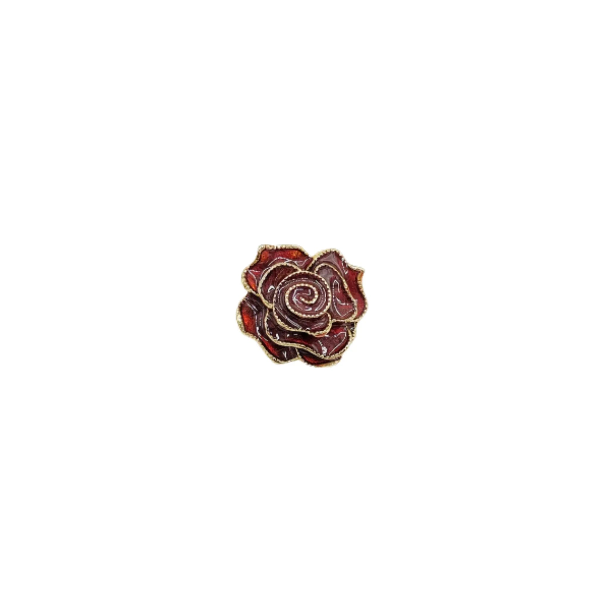 Brooch magnet gold red flower
