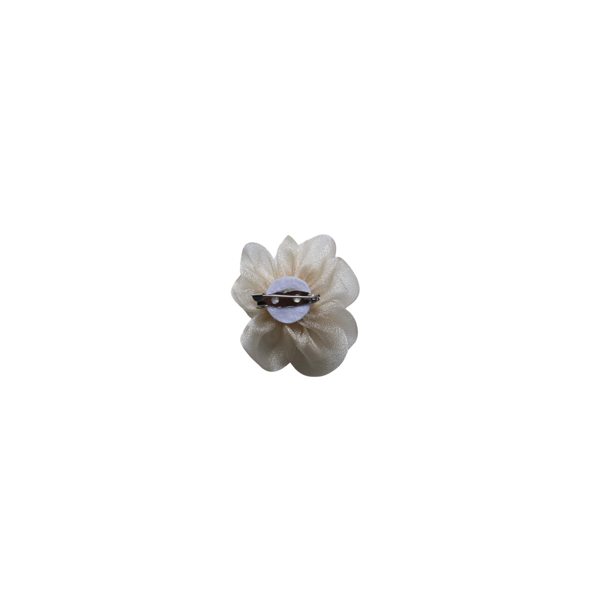 achterzijde broche tule beige speld