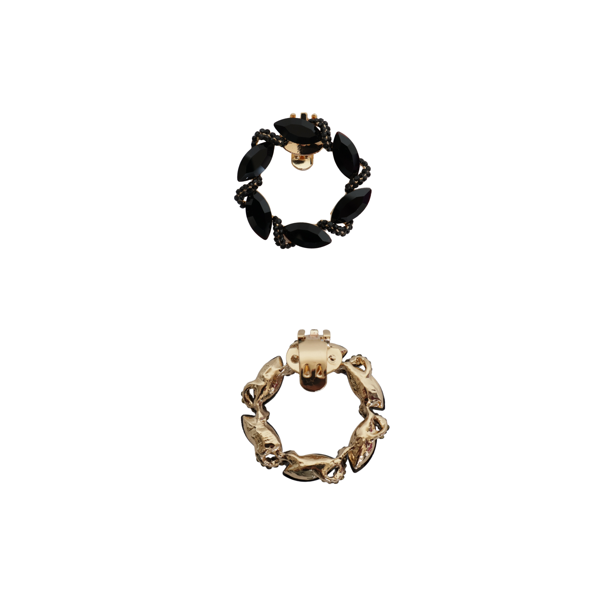Broche met clipsluiting zwart en goud