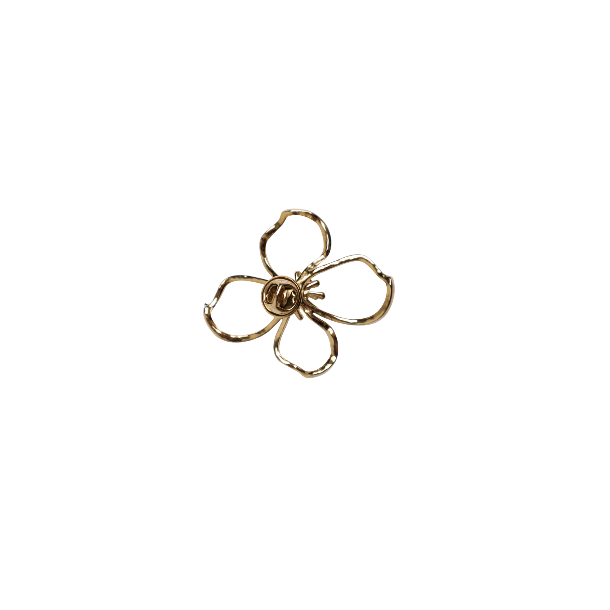 Broche pin goud open bloem met stuifmeel 