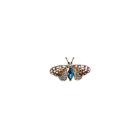 broche vlinder goud roze en blauw