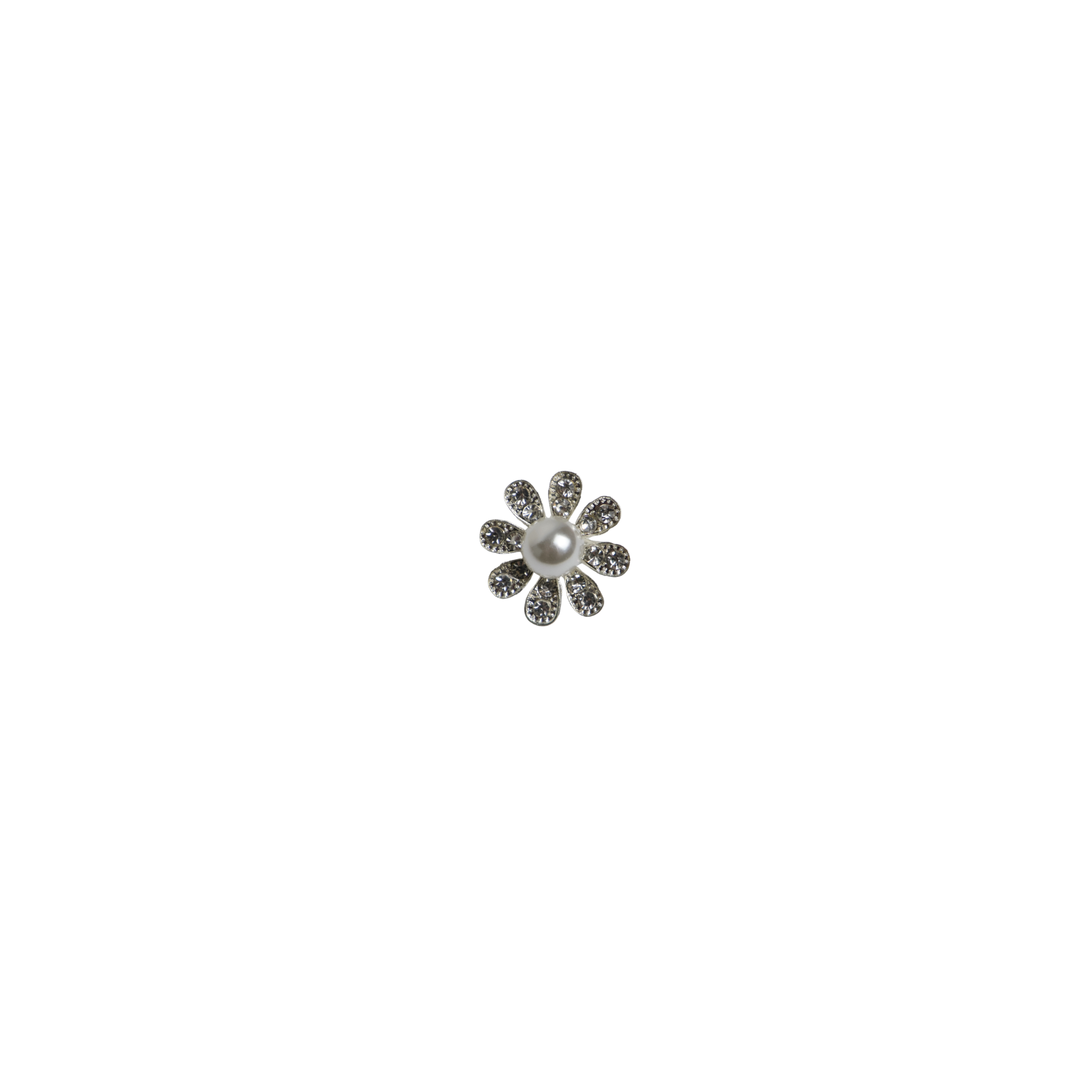 Broche mini bloemmotief zilverkleurig met parel
