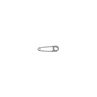 veiligheidsspeld zilver met zilveren rondje steentjes