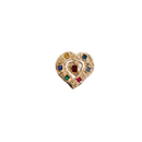 broche speld goud hart met gekleurde steentjes