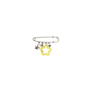 safety pin zilver met bedels ster, strik, smiley en gele ster