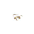 safety pin goud met bedels maan, bloem, smiley en robot