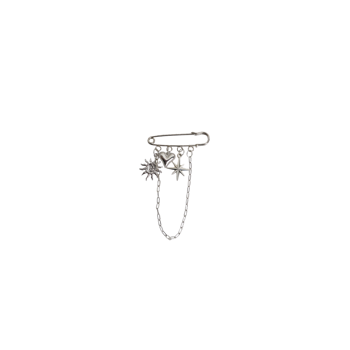 safety pin zilver met kralen en ketting