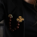 20050 pin gold croissant flower with brown beads
