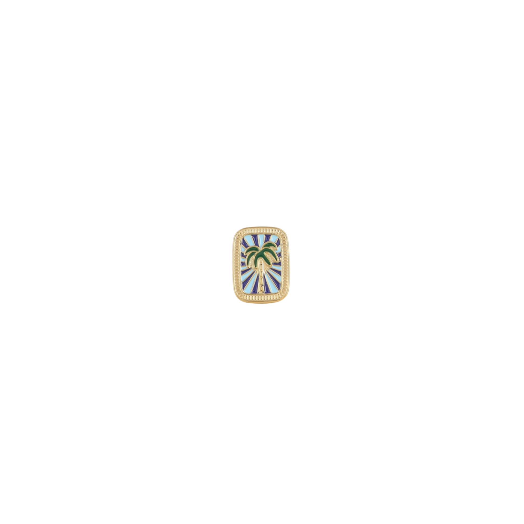 Pin goud, groen en blauw met palmboom