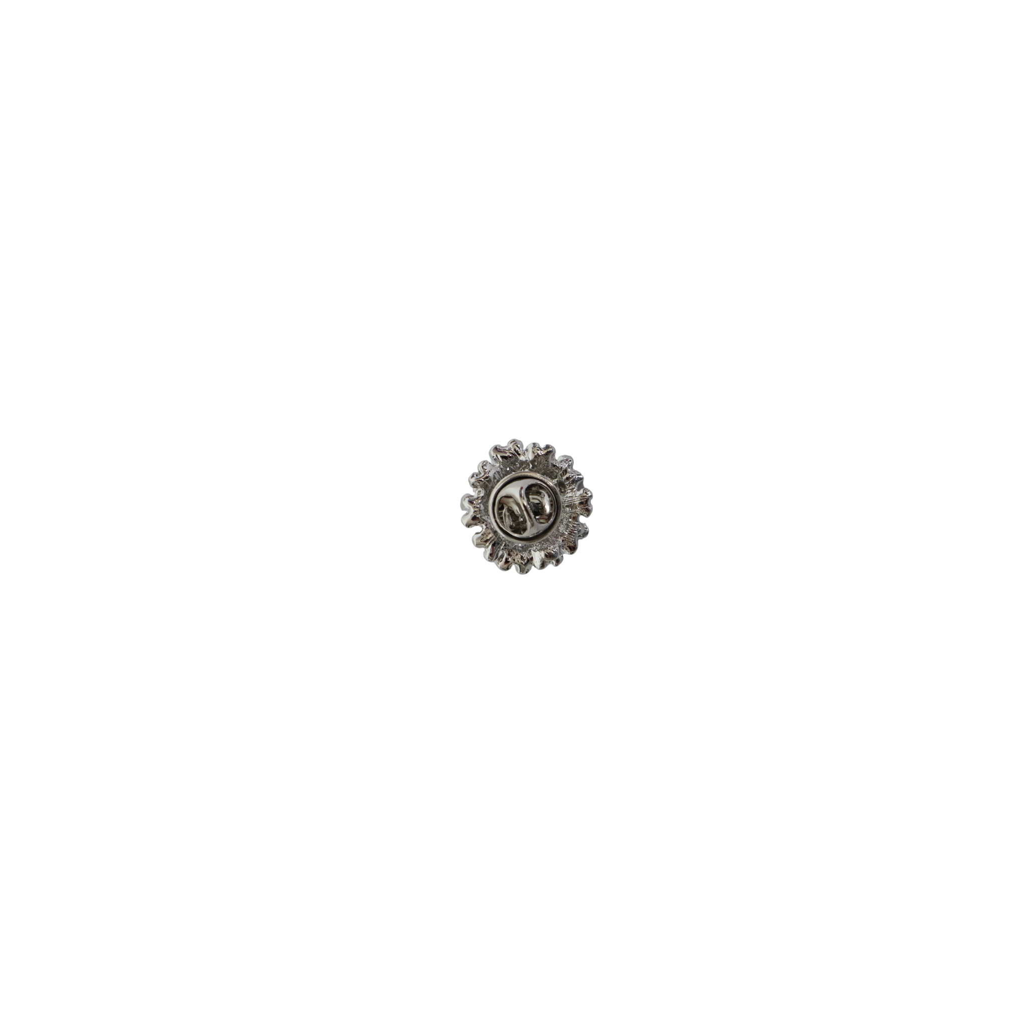 Pin zilver bloem met zilveren steentjes 