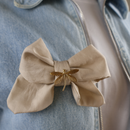 30001 bow with pin fabric beige gold butterfly on denim jacket