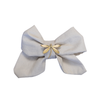 30001 bow with pin fabric beige with gold dragonfly pin