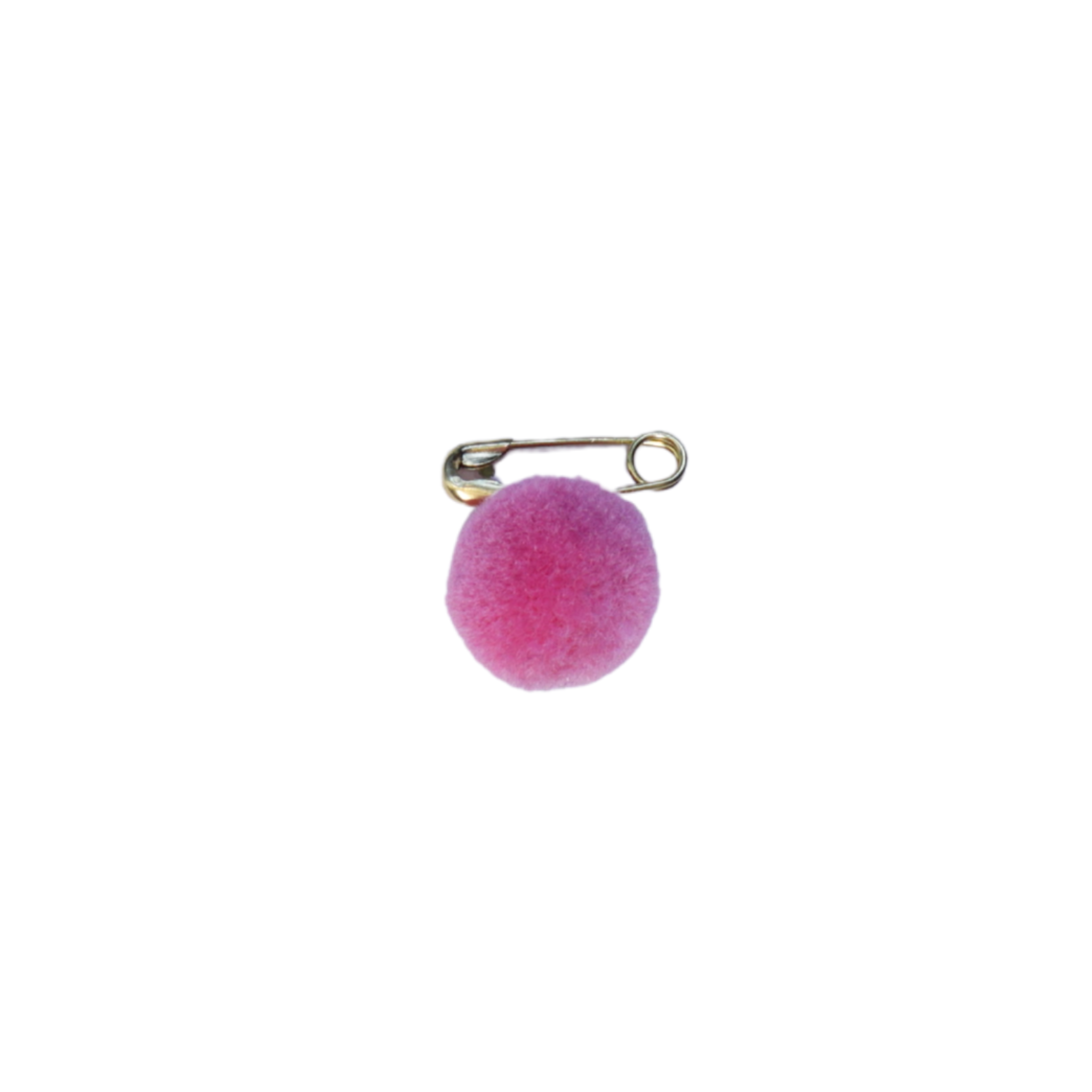 Broche miniature dorée avec pompon rose