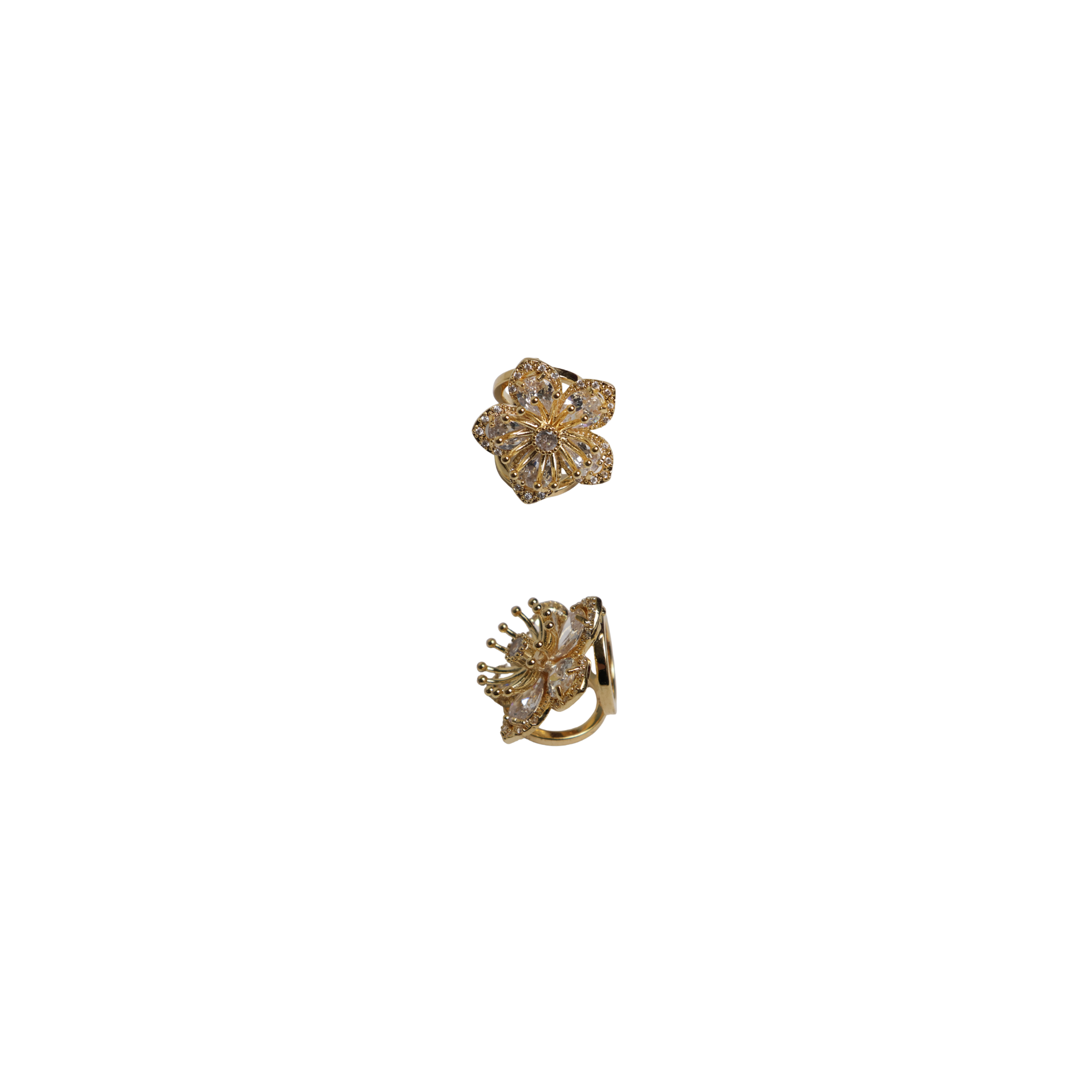 Goud en zilver sjaalring bloem