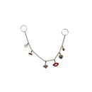 Trouser chain with gold en red pendants love vibes