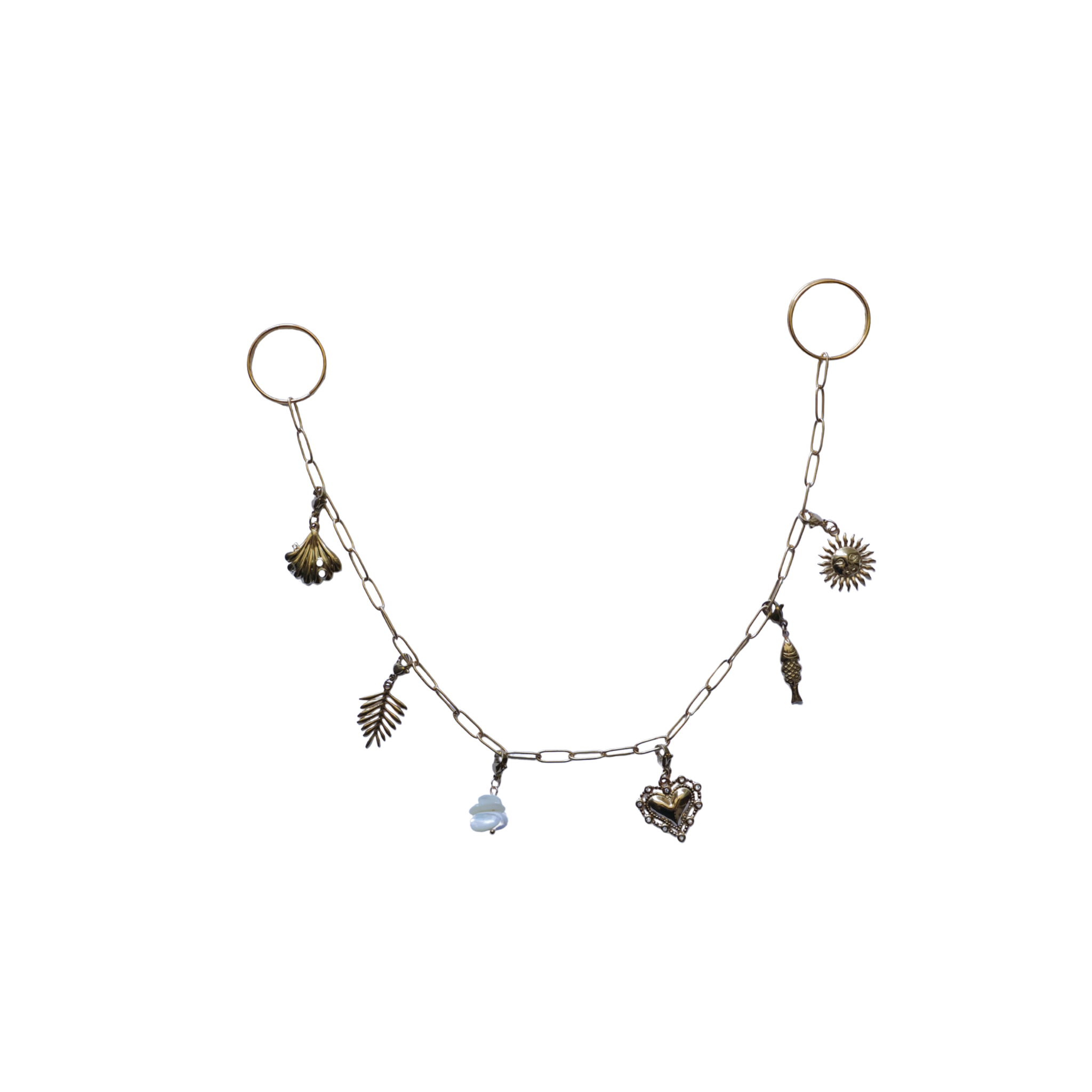 Gold trouser chain summer vibe with gold and white charms