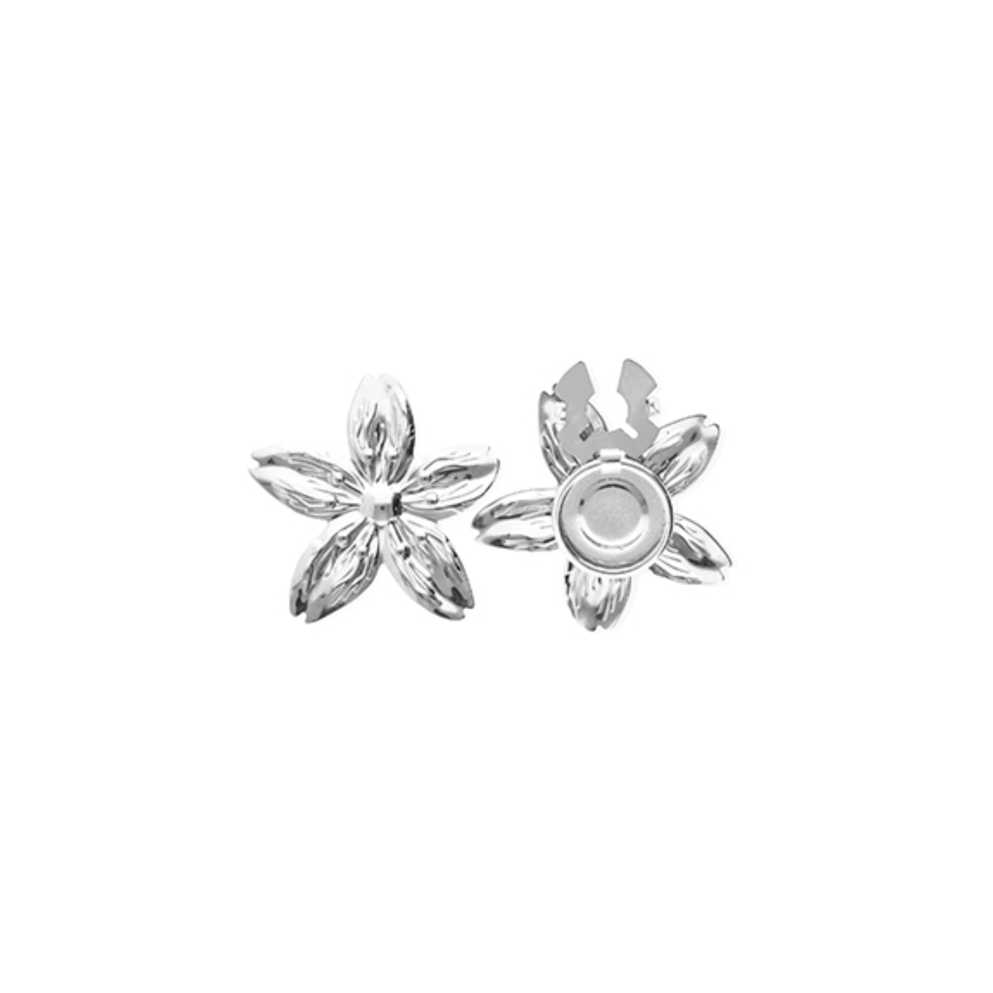 Button cover bloem zilver