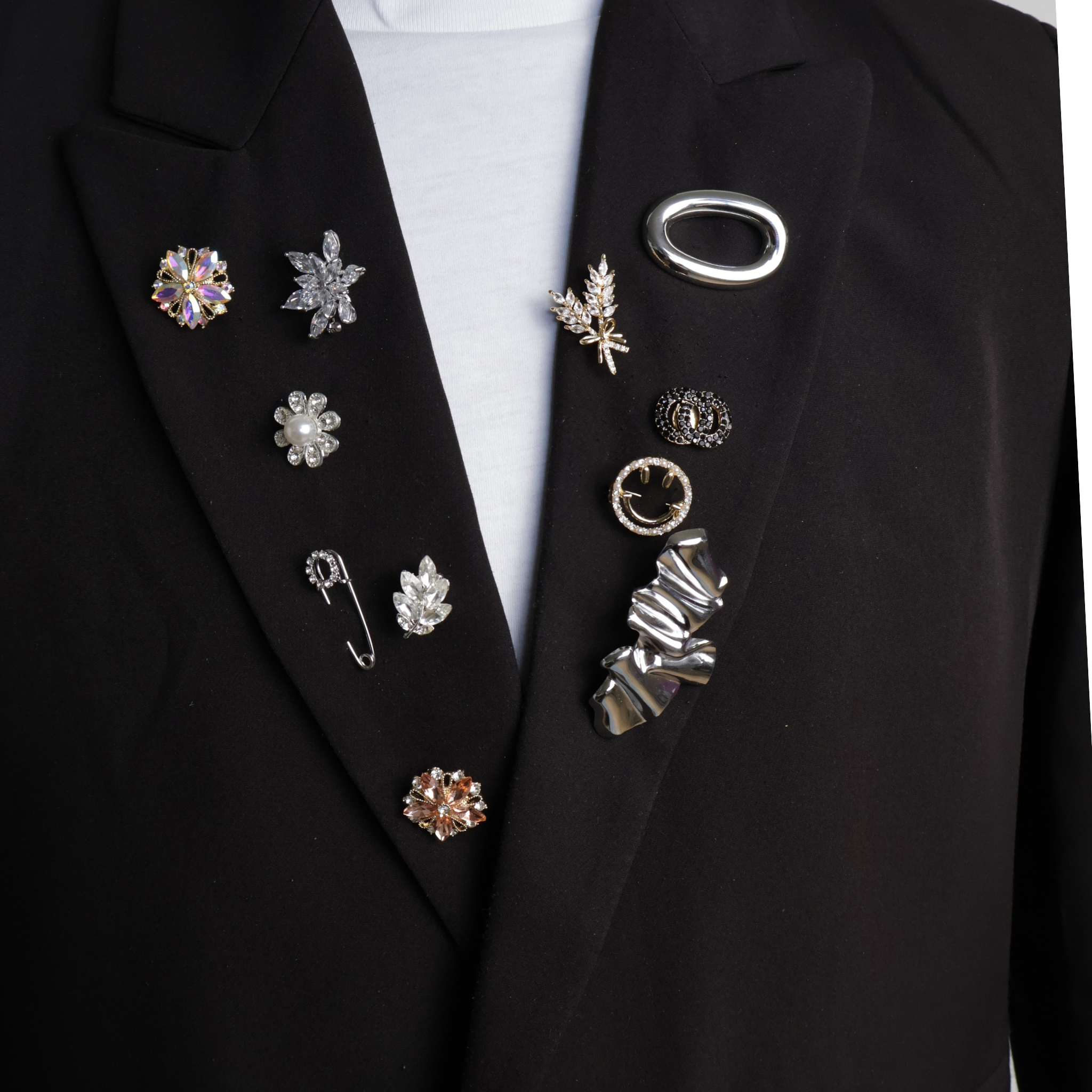 Veiligheidsspeld zilver met zilveren steentjes
